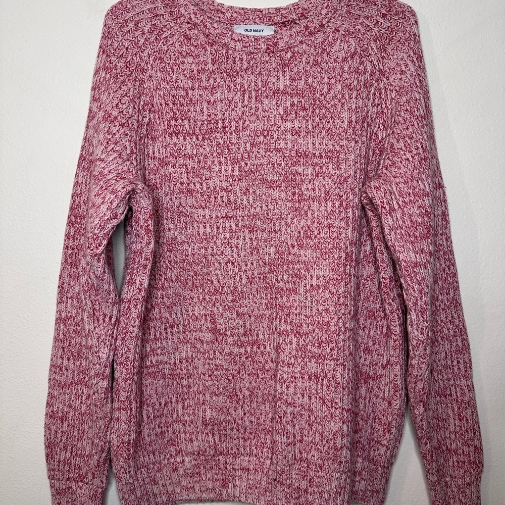 Old Navy Women's Marled Pink Crew Neck Sweater